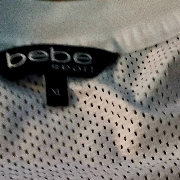 Bebe womens shirt size XL color White with Pink. Mesh back. - Picture 5 of 13